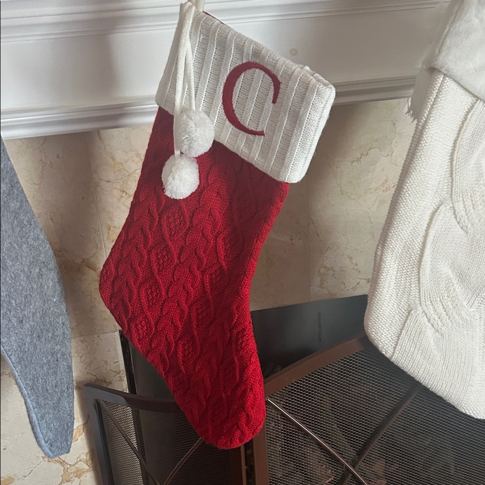 Red Cable Knit Christmas Stocking